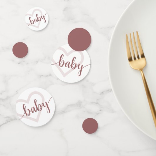 Baby Heart | Desert Roos Taupe Flourish Script Confetti (Groep)