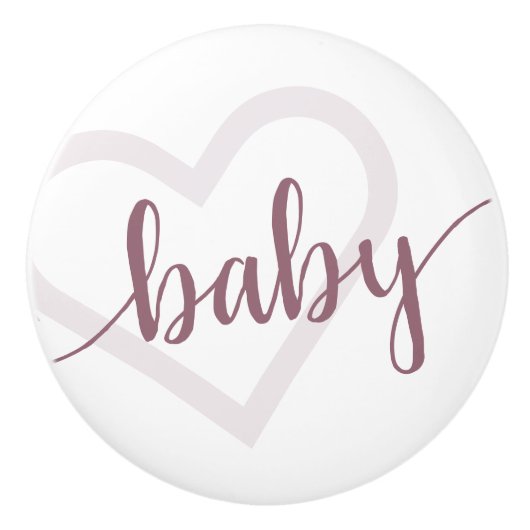 Baby Heart | Desert Roos Taupe Flourish Script Keramische Knop (Voorkant)