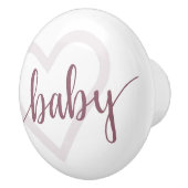 Baby Heart | Desert Roos Taupe Flourish Script Keramische Knop (Rechts)