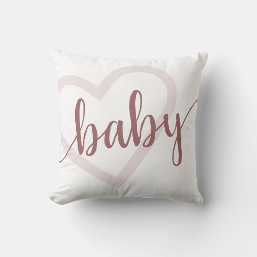 Baby Heart | Desert Roos Taupe Flourish Script Kussen (Voorkant)