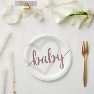 Baby Heart Desert Roos Taupe Flourish Script Papieren Bordje