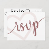 Baby Heart | Desert Roos Taupe Script RSVP Entree Briefkaart (Voorkant / Achterkant)