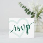 Baby Heart | Hunter Green Shower RSVP Entree Briefkaart (Staand voorkant)