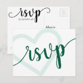 Baby Heart | Hunter Green Shower RSVP Entree Briefkaart (Voorkant / Achterkant)