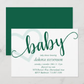Baby Heart | Hunter Green Simple Flourish Script Kaart (Voorkant / Achterkant)