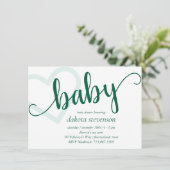 Baby Heart | Hunter Green Simple Flourish Script Kaart (Staand voorkant)