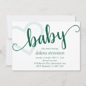 Baby Heart | Hunter Green Simple Flourish Script Kaart (Voorkant)