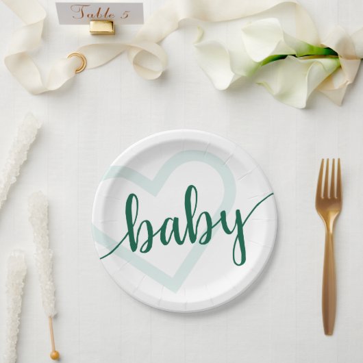 Baby Heart | Hunter Green Simple Flourish Script Papieren Bordje (Huwelijk)