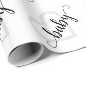 Baby Heart | Modern zwart eenvoudig bloeiend scrip Cadeaupapier (Rol Hoek)