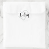 Baby Heart | Modern zwart eenvoudig bloeiend scrip Ronde Sticker (Tas)