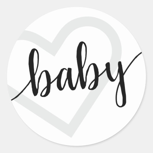 Baby Heart | Modern zwart eenvoudig bloeiend scrip Ronde Sticker (Voorkant)