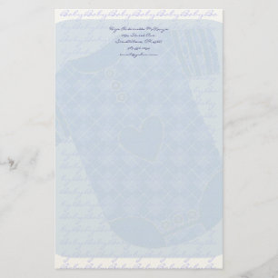 Baby Heart Rattle Argyle Onsie Baby Blue Briefpapier