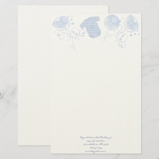 Baby Heart Rattle Argyle Onsie Pink Briefpapier (Voorkant / Achterkant)