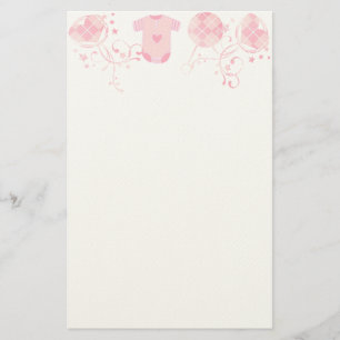 Baby Heart Rattle Argyle Onsie Pink Briefpapier