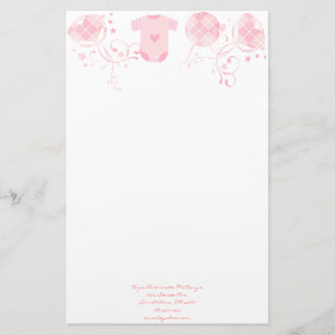 Baby Heart Rattle Argyle Onsie Pink Briefpapier