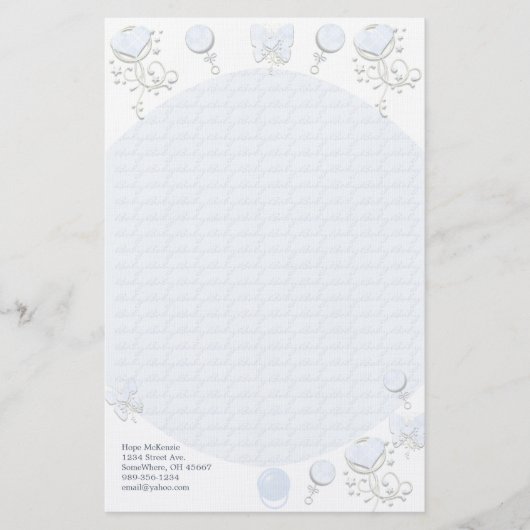 Baby Heart Rattle Argyle Onsie Pink Briefpapier (Voorkant)