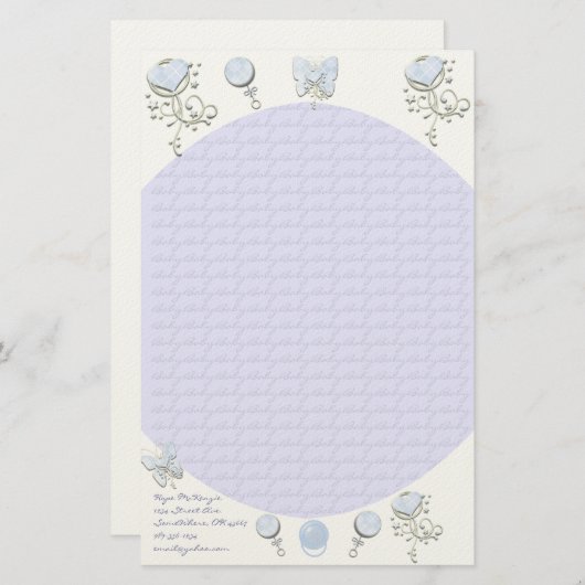 Baby Heart Rattle Lavender Briefpapier (Voorkant / Achterkant)
