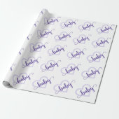 Baby Heart | Royal Grape Paarse Flourish Script Cadeaupapier (Uitgerold)