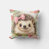 Baby Hedgehog Bloemen Meisjes Gepersonaliseerd Kussen (Voorkant)