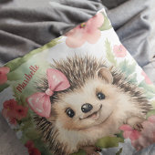 Baby Hedgehog Bloemen Meisjes Gepersonaliseerd Kussen