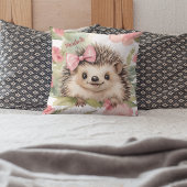 Baby Hedgehog Bloemen Meisjes Gepersonaliseerd Kussen