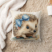 Baby Hedgehog Blue Bow Boys Kussen (Deken)