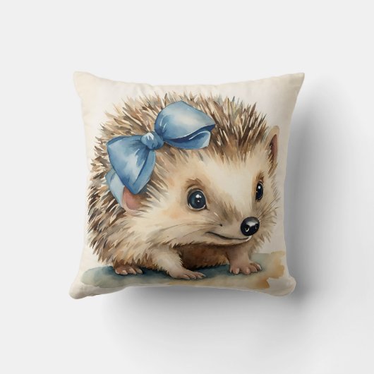 Baby Hedgehog Blue Bow Boys Kussen (Achterkant)