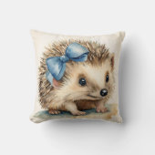 Baby Hedgehog Blue Bow Boys Kussen (Voorkant)