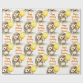 Baby Hedgehog Genderneutraal Gepersonaliseerde Ver Cadeaupapier (Vlak)