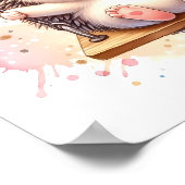 Baby Hedgehog Nursery Waterverf Woodland Animal Poster (Hoek)