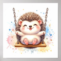 Baby Hedgehog Nursery Waterverf Woodland Animal