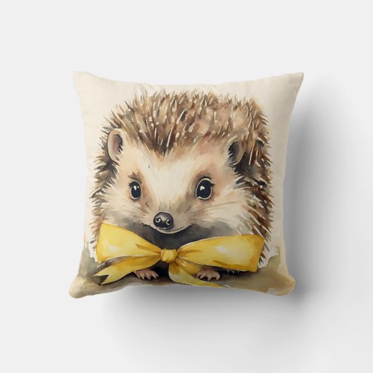 Baby Hedgehog Yellow Bow Genderneutraal Kussen (Achterkant)