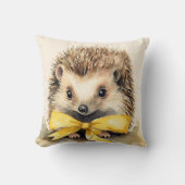 Baby Hedgehog Yellow Bow Genderneutraal Kussen (Voorkant)