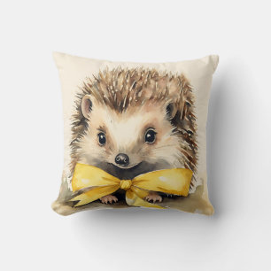 Baby Hedgehog Yellow Bow Genderneutraal Kussen