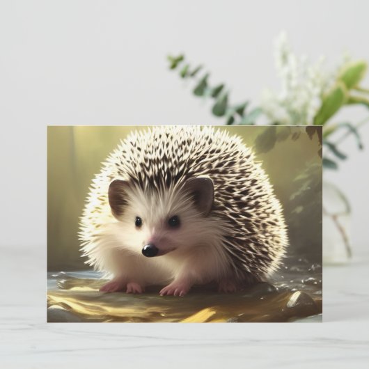 Baby Hedgel Wildlife Portrait Card Kaart (Staand voorkant)