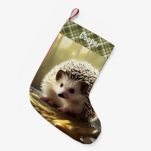 Baby Hedgel Wildlife Portrait Personalized Kleine Kerstsok (Voorkant (Hangend))