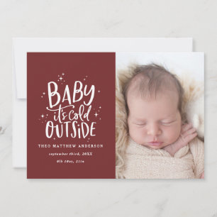 Baby heeft foto - geboorteaankondiging koud buiten save the date
