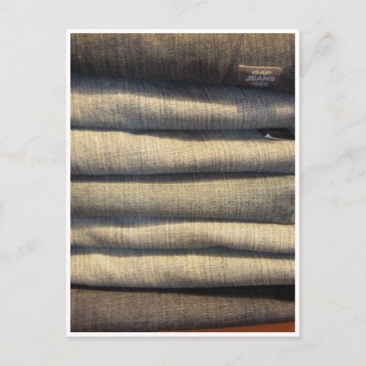 "Baby heeft haar blauwe spijkerbroek aan..." Briefkaart (Voorkant)