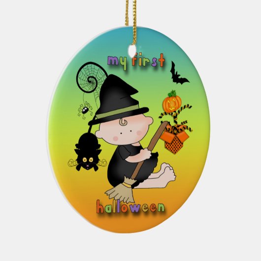 Baby heks mijn eerste halloween Round Ornament (Rechts)