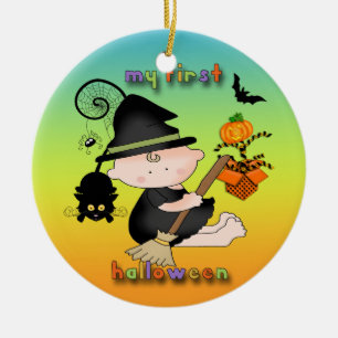 Baby heks mijn eerste halloween Round Ornament