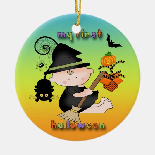 Baby heks mijn eerste halloween Round Ornament (Voorkant)
