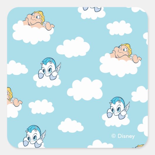 Baby Hercules and Pegasus Cloud Pattern Square Sti Vierkante Sticker (Voorkant)