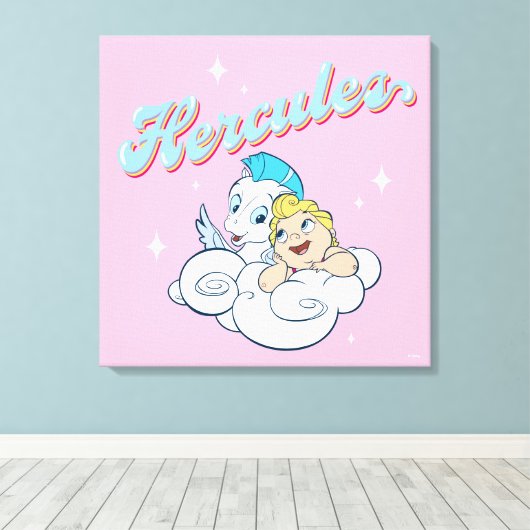 Baby Hercules and Pegasus on a Cloud Canvas Print (Insitu (Houten vloer))