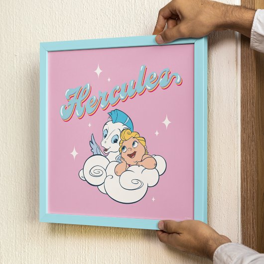 Baby Hercules and Pegasus on a Cloud Poster