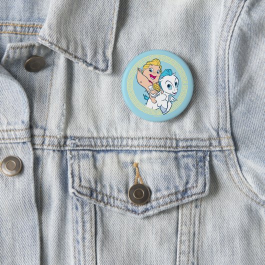 Baby Hercules Riding Pegasus Button (In situ)