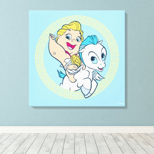 Baby Hercules Riding Pegasus Canvas Print (Insitu (Houten vloer))