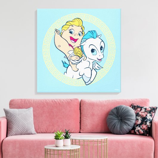 Baby Hercules Riding Pegasus Canvas Print (Insitu (Woonkamer))
