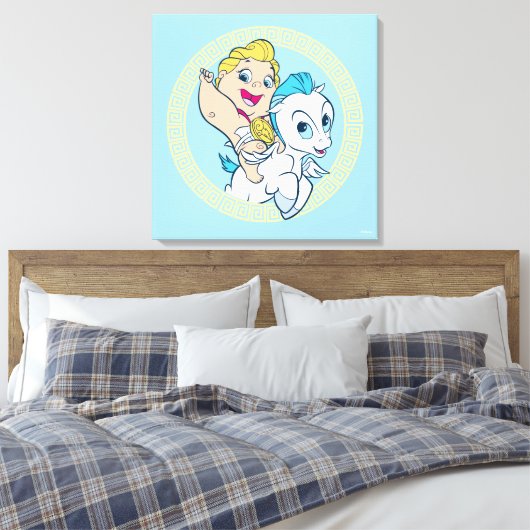 Baby Hercules Riding Pegasus Canvas Print (Insitu (Slaapkamer))