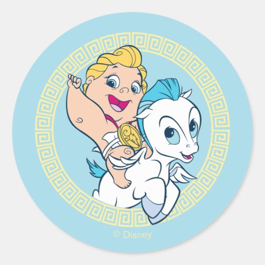 Baby Hercules Riding Pegasus Classic Round Sticker (Voorkant)