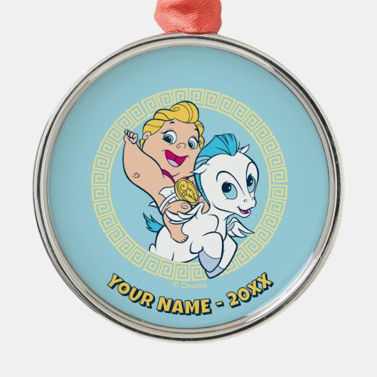 Baby Hercules Riding Pegasus Metal Ornament (Voorkant)